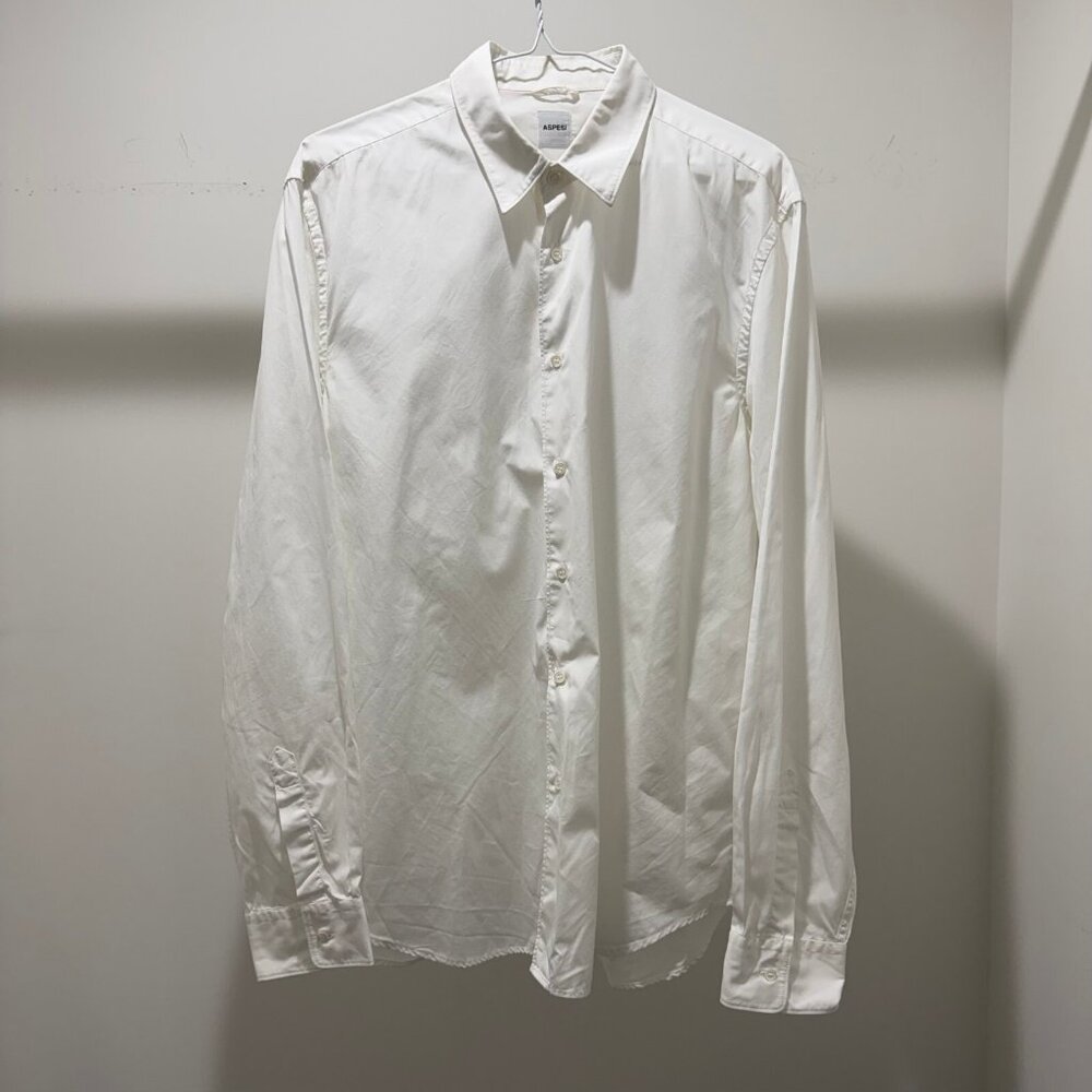 Aspesi Mens Long Sleeve Button Down Dress Shirt White Size 42?